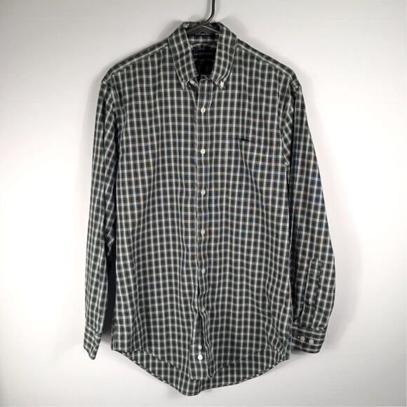 Lands’ End Men 15-32 Shirt Tailored Supima No Iron Plaid Button Down Long Sleeve - Picture 1 of 4